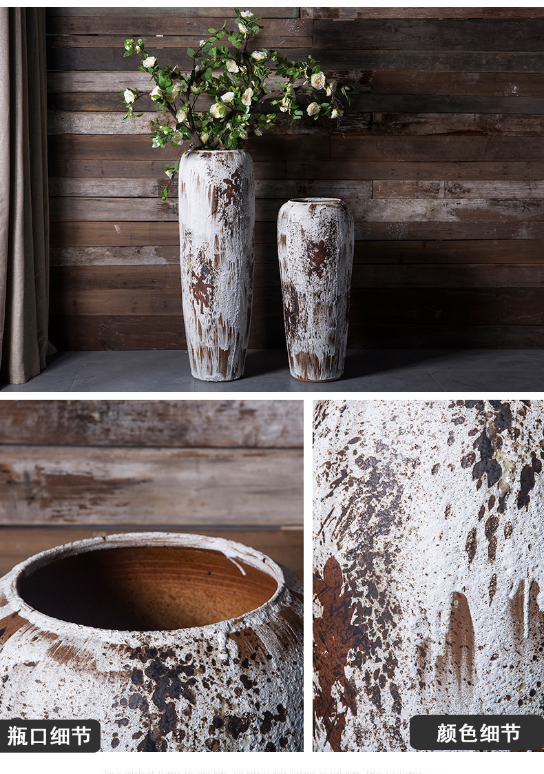 Jingdezhen do old vintage landing crude dry flower, flower implement some ceramic jar jar earthenware vase do old big flowerpot soft