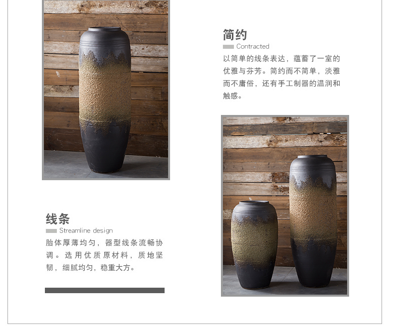 Jingdezhen coarse pottery large vases, ceramic hotel villa clubhouse furnishing articles sitting room ground dried flower arranging flowers European - style decoration