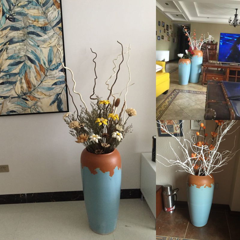 Large vase suit glaze up modern European sitting room decoration to the hotel villa furnishing articles dried flowers flower arrangement