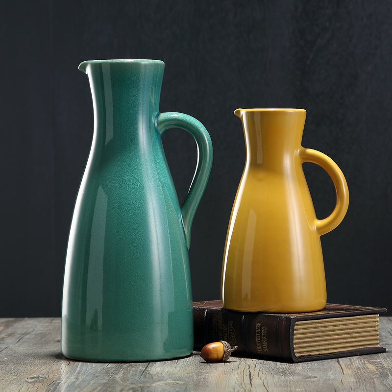 American ceramic vase mesa place sitting room hotel dry flower arranging flowers European creative fashion decoration decoration kettle