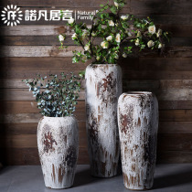 Jingdezhen old retro floor vase coarse pottery pot Jar Jar dry flower Flower earthenware old big flowerpot soft style