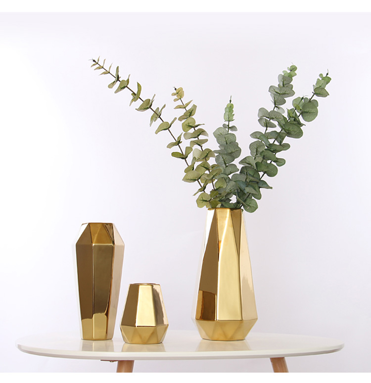 Creative Nordic household table wine sitting room adornment is placed gold modern ceramic dry flower vase