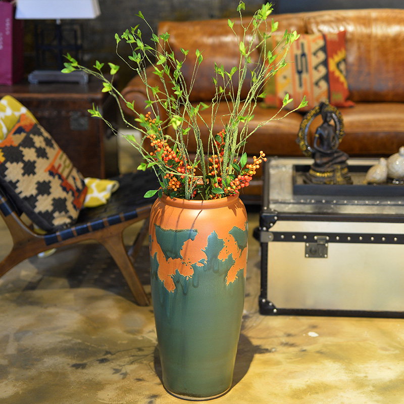 Ceramic vase landing dried flower color glaze up European - style villa hotel furnishing articles big sitting room decoration household act the role ofing is tasted