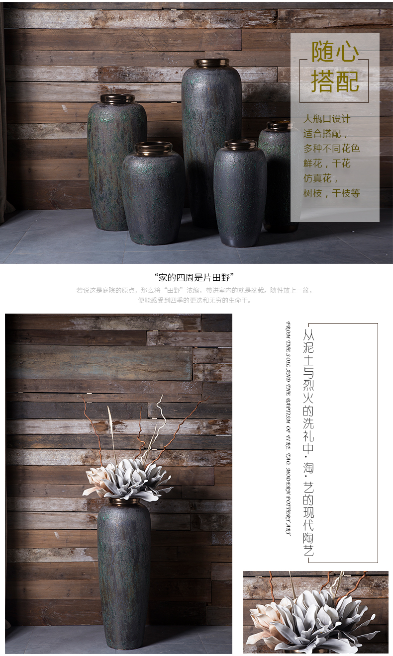 Dried flower vase furnishing articles flower arranging jingdezhen ceramic industry wind restoring ancient ways POTS to big sitting room ground flower implement European style