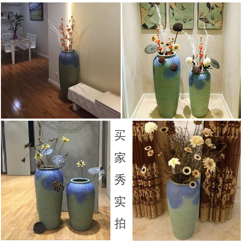 Ceramic floor big vase color glaze up decoration modern European sitting room decoration to the hotel villa place flower arrangement