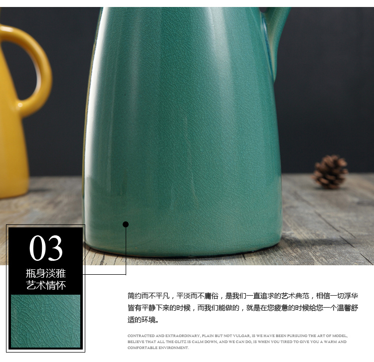 American ceramic vase mesa place sitting room hotel dry flower arranging flowers European creative fashion decoration decoration kettle