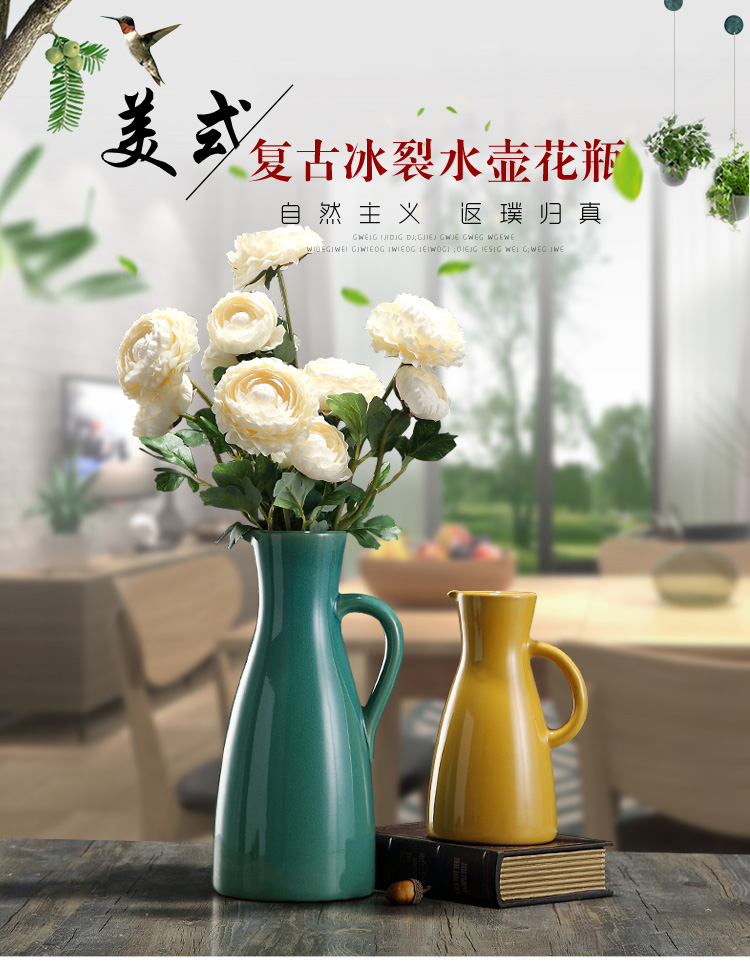 American ceramic vase mesa place sitting room hotel dry flower arranging flowers European creative fashion decoration decoration kettle