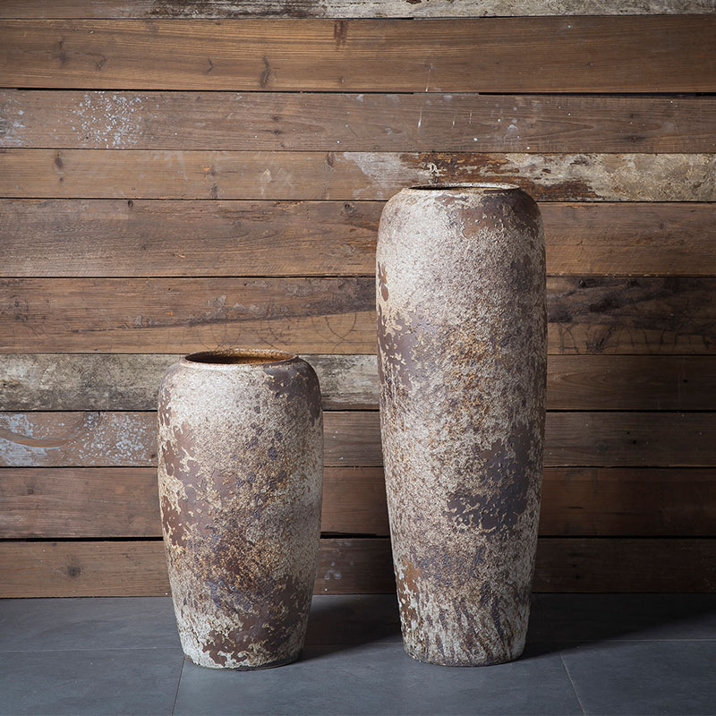 Jingdezhen modern minimalist checking coarse pottery jars do old antique vases, flower arranging dried flowers be born big flowerpot