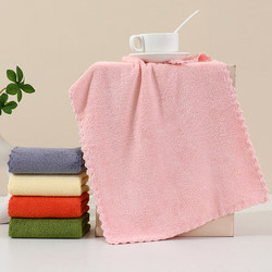 5 Pieces of Lace Coral Velvet Plain Square Towels, Absorbent and Lint-Free, 30*40, Soft and Comfortable, Children's Handkerchiefs, Hand Towels