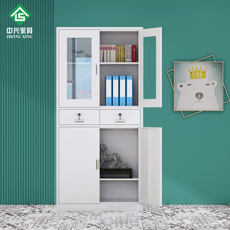 Middle two bucket file cabinet office iron data cabinet financial voucher file cabinet with lock drawer storage cabinet bookcase