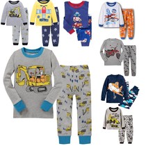 Foreign Trade Cartoon Digger Car Plane Dinosaur Male And Female Children Long Sleeve Pyjamas home Suits Suit Pure Cotton Dress