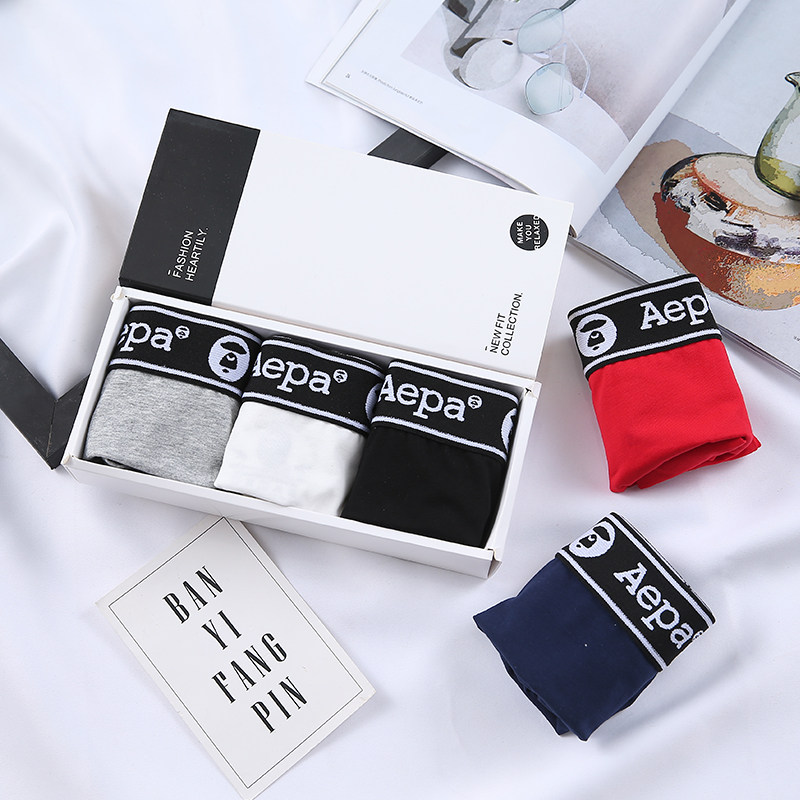 3 boxes BOXES HANDSOME T WOMEN PURE COTTON LES TIDE CARDS WIDE SIDE NEUTRAL MID-WAIST FOUR CORNERS TRIANGLE LARGE SIZE BREATHABLE SPORTING UNDERPANTS