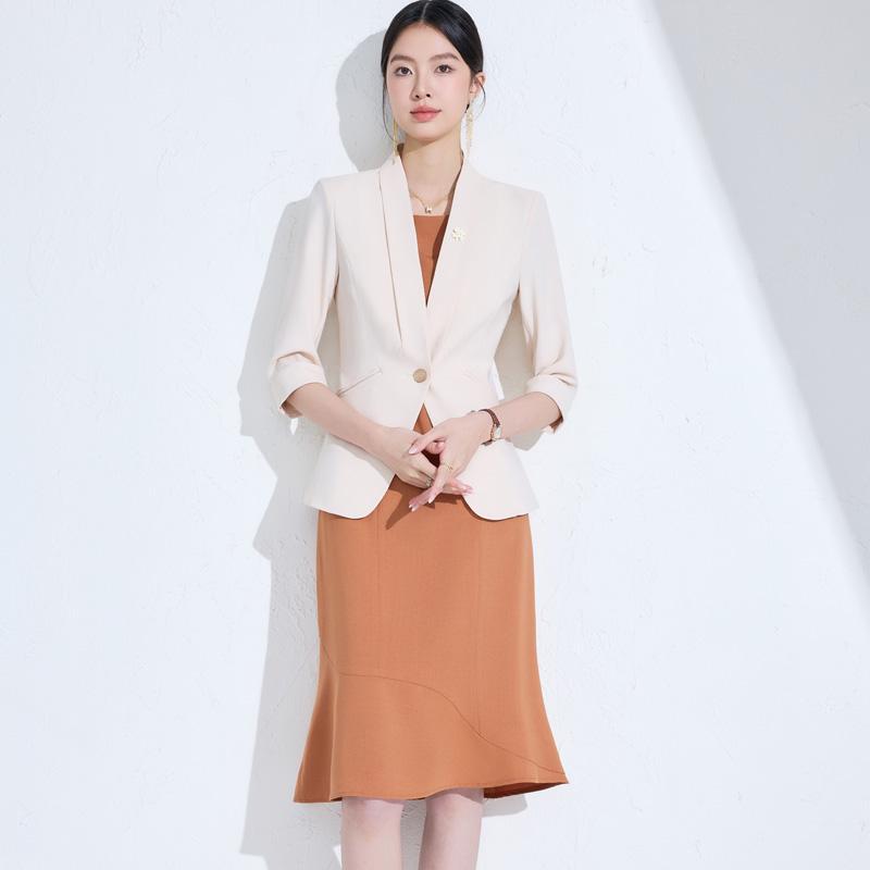 Mid-Sleeve Blazer Jacket for Women 2026 New Spring and Summer Casual Versatile Dress Thin Elegant Suit Dress Mid-Sleeve Blazer Jacket for Women 2026 New Spring and Summer Casual Versatile Dress Thin Elegant Suit Dress
