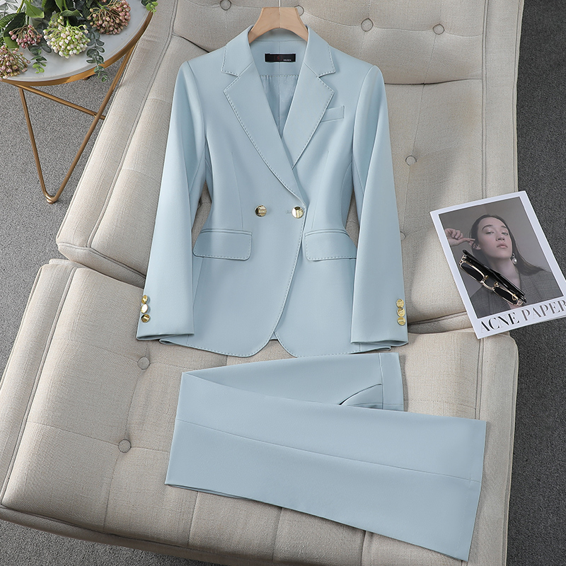 Light Blue Suit Set for Women, 2026 Autumn New Style, Elegant Goddess Style Formal Wear, High-End Professional Blazer Light Blue Suit Set for Women, 2026 Autumn New Style, Elegant Goddess Style Formal Wear, High-End Professional Blazer