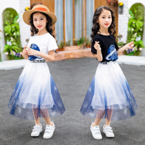 Girls gauze skirt summer super fairy girl gradient foreign style princess dress children's fashion starry sky dress long