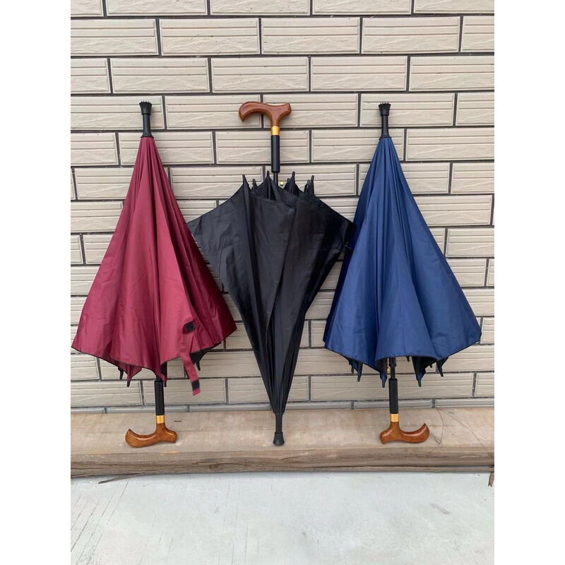 Long-Handled Sun Protection Walking Stick Umbrella, Solid Color Multifunctional Elderly Walking Stick Umbrella, Vinyl Anti-Uv Sun Umbrella
