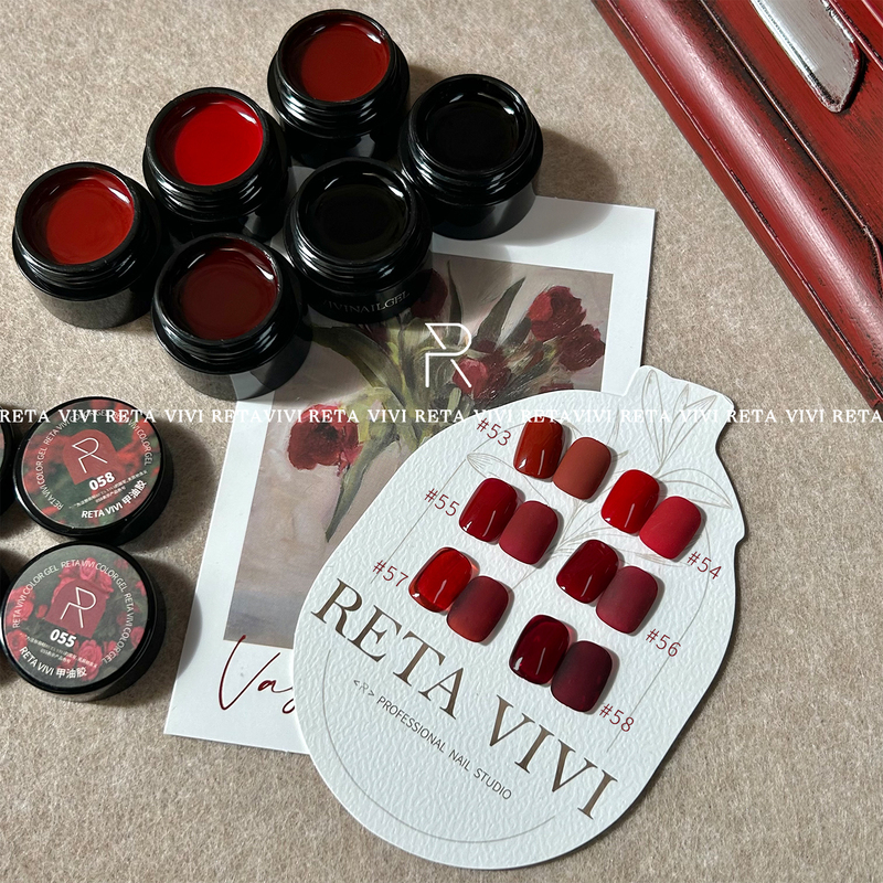Reta Vivi 103 Colors Berry Lover Series Red No. 53-58 Jar Nail Polish Gel 2.5G/5G