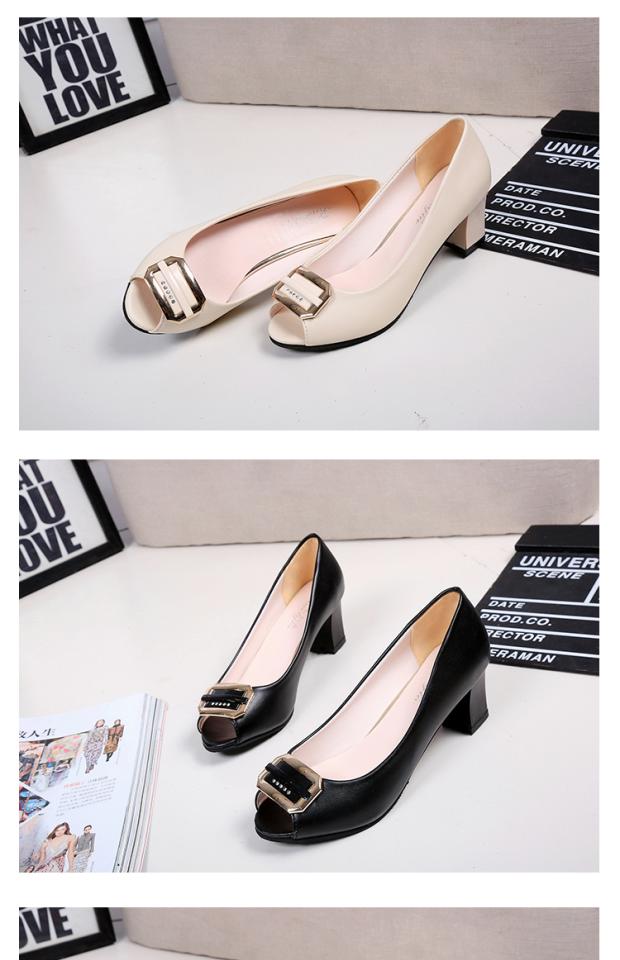 Mùa hè mới 2018 sandal miệng cá nữ dày với khóa miệng nông khóa chuyên nghiệp với giày cao gót thời trang size lớn dép gucci nữ