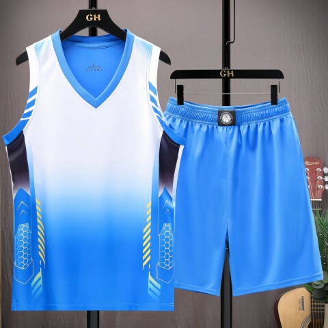 Sports Suit Men's Quick-Drying Basketball Uniform Loose Breathable Casual Vest Shorts Ice Silk Fitness Running Training Jersey