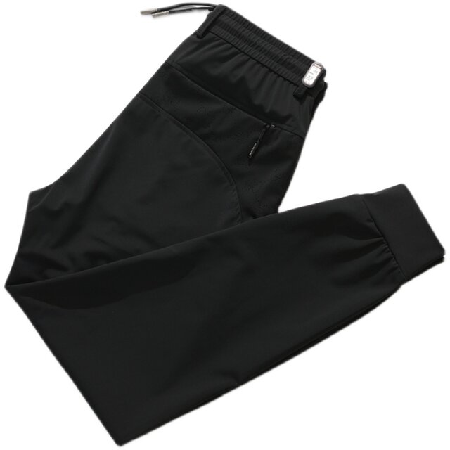 Summer ice silk drawstring men's leggings slim fit sports pants ໂສ້ງຂາສັ້ນເກົ້າຈຸດ silky breathable ultra-thin