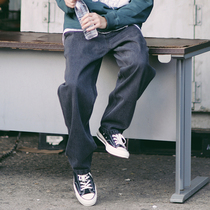 PSO Brand and Mens Day family retro washed up as old denim pants loose straight barrel wide leg 100 lap casual pants