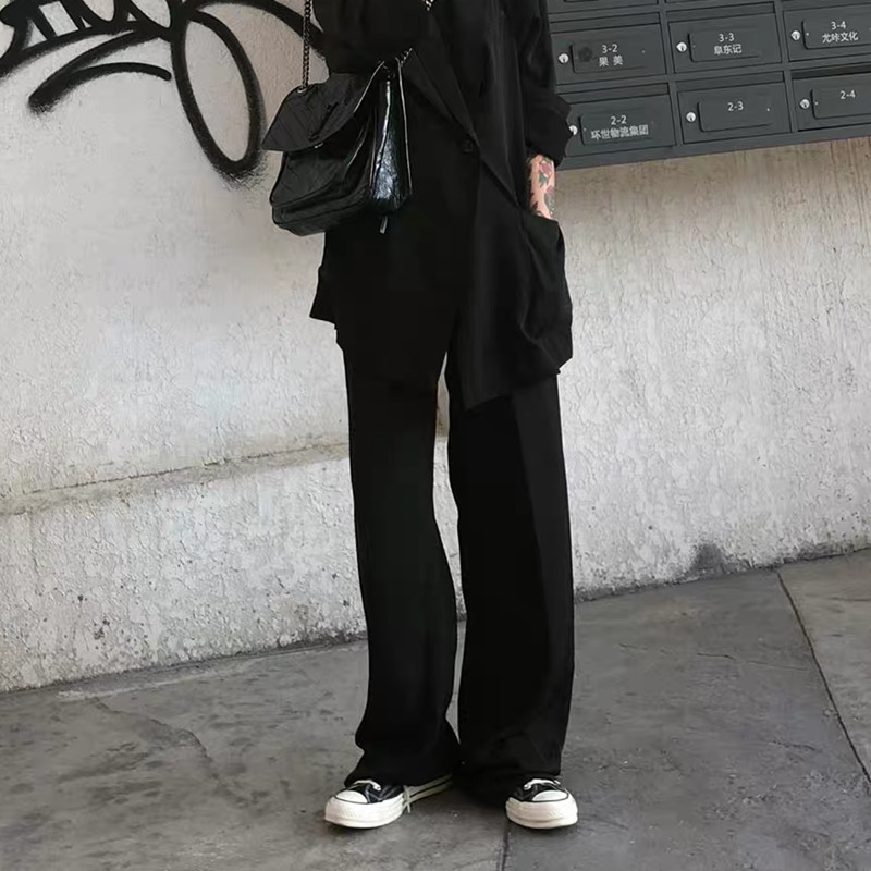 Placebo male and female retro tide card 100 lap black tug suit straight barrel long pants with slim and wide leg casual pants