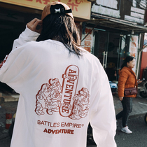 BATTLES hip-hop trendy brand skateboard printing male and female couples loose bottoming shirt long-sleeved T-shirt casual thin sweater