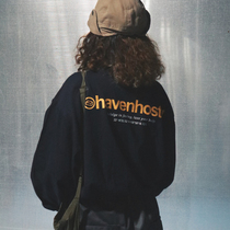 Havenhotel Day Family Retro Tide Card Men and Men Loose Outline Printed Long Sleeves 100 Hitch Casual Thin clothing