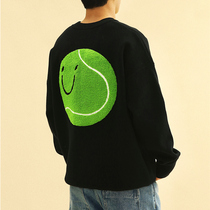 Candymade male and female couple hip-hop trendy tennis smiley face embroidery loose casual sweater sweater jacket