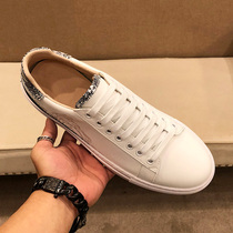 European Station new genuine leather mens small white shoes Korean version 100 hitch-free Breathable Plate Shoes White Casual Shoes