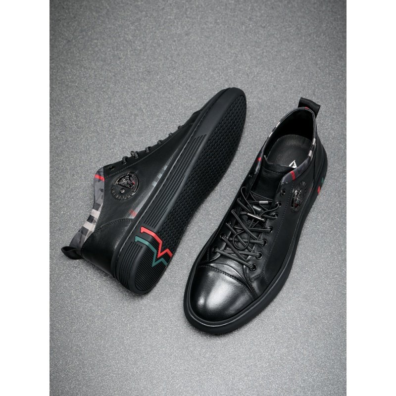 European station trendy shoes men's shoes 2022 new summer leather casual shoes Korean breathable all-match high shoes men's sneakers