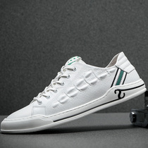 2022 Summer Breathable Plate Shoes Soft Bull Leather Small White Shoes Men Casual Men Shoes Genuine Leather 100 Hitch Crocodile Riptide shoes