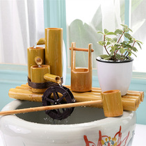 Bamboo running water fish tank Stone trough Decorative ornaments Filter Rockery fountain circulation oxygenation New Chinese living room entrance