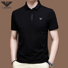 Authentic Giorgio Armani short sleeved T-shirt for men with pure cotton lapel, summer new high-end casual ice silk polo shirt