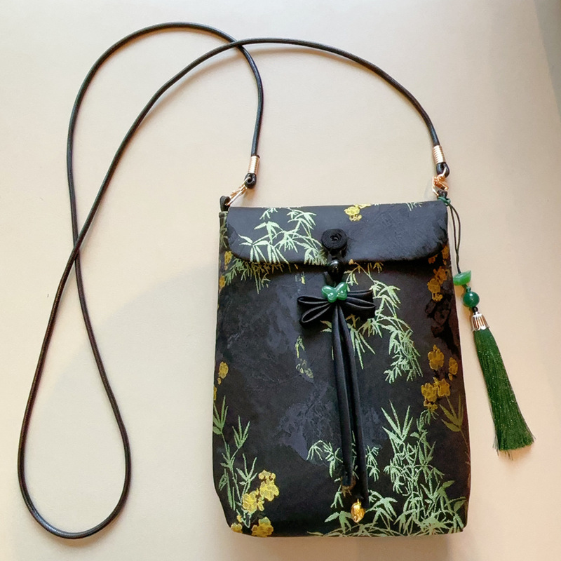 Chinese Style New Brocade Crossbody Embroidered Tassel Phone Bag Coin Purse Ancient Style Tang Suit Hanfu Accessories