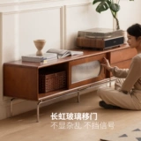 源氏木语 Шкаф для телевизора из цельного дерева, французский ретро стеклянный шкаф с раздвижной дверью для гостиной, средневековый высокий домашний напольный шкаф