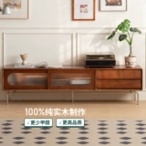 源氏木语 Шкаф для телевизора из цельного дерева, французский ретро стеклянный шкаф с раздвижной дверью для гостиной, средневековый высокий домашний напольный шкаф