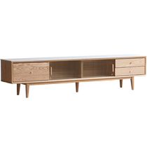 Genji Muyu solid wood slate TV cabinet modern living room oak home Nordic small apartment storage coffee table combination
