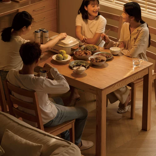 源氏木语 Современный прямоугольный стульчик для кормления из натурального дерева для домашнего использования