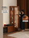 Genji Wood Language Solid Wood Bookcase, Vintage Style Study Room Display Cabinet, Home Retro Storage Cabinet, Glass Cabinet