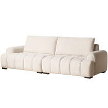 Genji Wood Language Fabric Sofa Cream Wind Cat Scratch Fabric Straight Row Sofa Small Apartment Living Room White Marshmallow Sofa