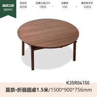 (Черный орех) 1,5 млн. Телескопический круглый стол (1500*900*756 мм) K35R04