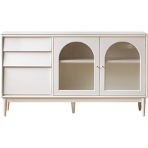 Genji Muyu solid wood sideboard storage cabinet French cream style white storage cabinet wall-mounted slate storage cabinet