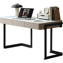 Genji Muyu solid wood slate desk Italian light luxury modern desk with drawer writing desk white computer desk