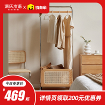 Yuan wooden wooden coat rack vine ancient wheel hanger rack bedroom multi-functional collection frame