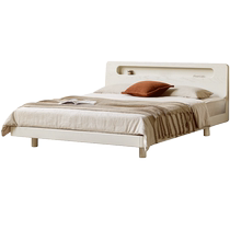 Genji Muyu solid wood bed double bed storage bed oak suspended bed with socket modern simple white luminous bed