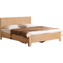 Genji Muyu solid wood bed bedroom small apartment box bed oak off-the-ground air pressure storage bed household double bed