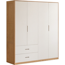 Genji Muyu solid wood wardrobe bedroom log cream style double door wardrobe small storage cabinet floor-standing combination cabinet