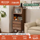 Genji Wood Language Living Room Side Cabinet Italian Style Light Luxury Standing Cabinet Black Walnut Sideboard for Home Use Small Apartment Storage Cabinet