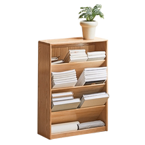 Genji Wood Language Solid Wood Deskside Small Bookshelf Book and Newspaper Rack Storage Rack Wall Storage Cabinet Floor-standing Small Bookcase